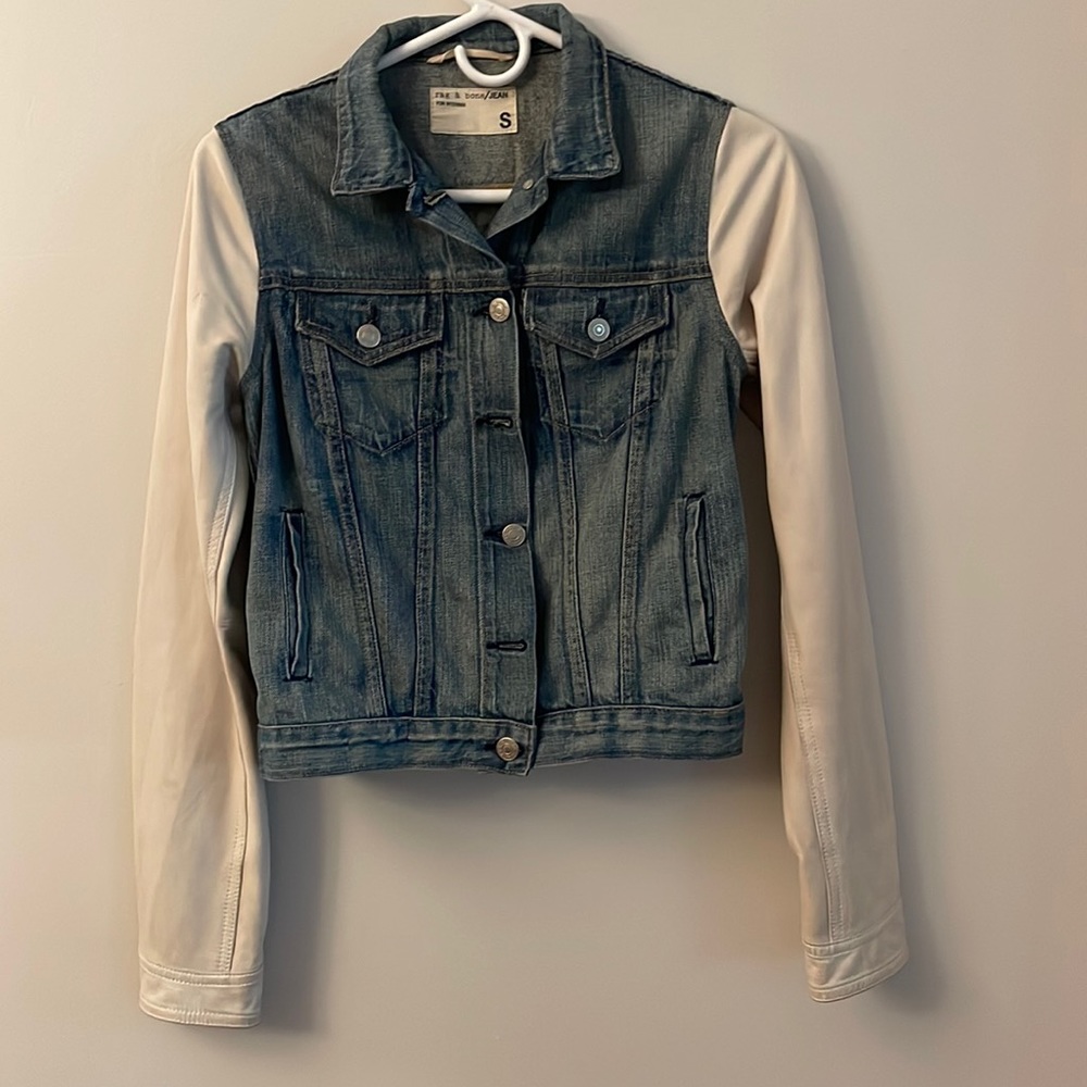 Rag & Bone denim jacket with leather sleeves